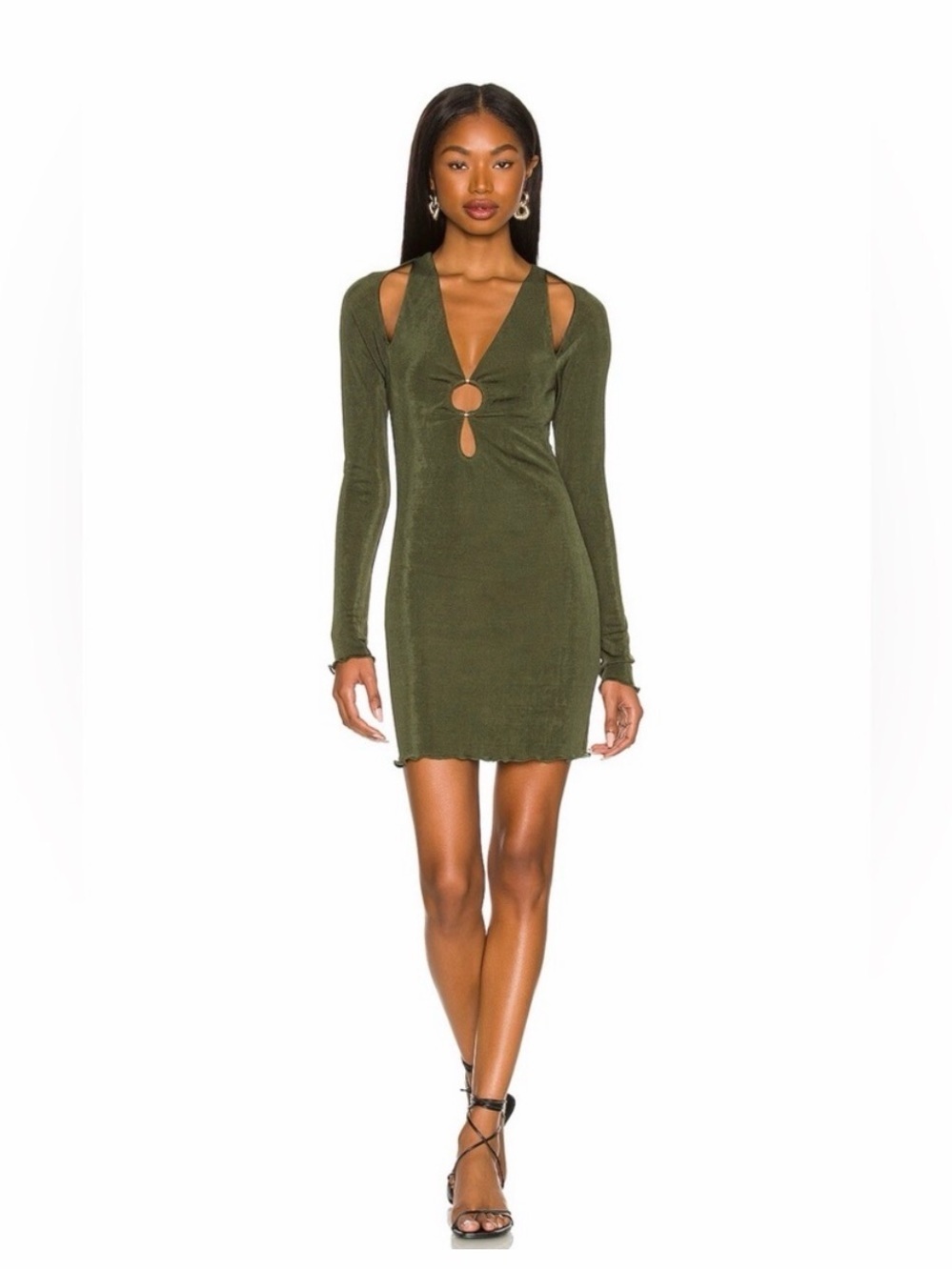 Lovers + Friends Marais Mini Dress Olive Green Size Small